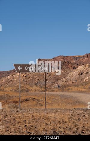 Firma i canne d'organo a Twyfelfontein in Namibia Foto Stock