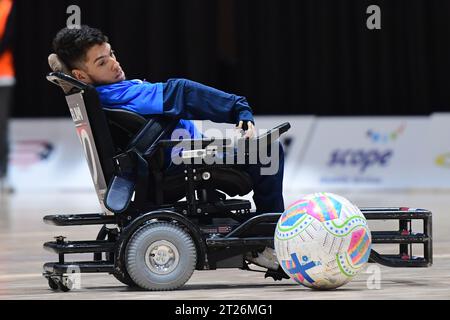 Sydney, Australia. 17 ottobre 2023. Mohamed Ghelami, della squadra di calcio della Francia, è stato visto in azione durante la partita della FIPFA Powerchair Football World Cup 2023 tra Francia e Inghilterra al Quaycenter. Punteggio finale; Francia 2:0 Inghilterra. (Foto di Luis Veniegra/SOPA Images/Sipa USA) credito: SIPA USA/Alamy Live News Foto Stock