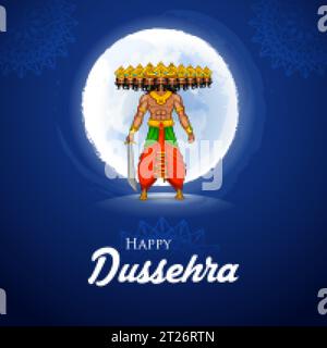 Felice festa Dussehra festival religioso di sfondo indiano Illustrazione Vettoriale