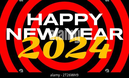 Buon anno 2024. Design del biglietto d'auguri per le festività. Illustrazione vettoriale. Illustrazione Vettoriale