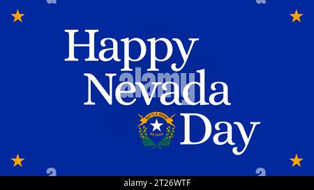 Casa significa Nevada, Stato del Nevada USA. Festeggiamenti per l'anniversario del Nevada. Carta da parati blu, Vector Banner biglietto d'auguri del giorno del Nevada. Amo il Nevada Illustrazione Vettoriale