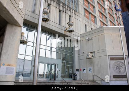 brooklyn jail mdc prison jail, ufficio federale, preso il 7 settembre nyc usa 2023 estate a brooklyn. Foto Stock