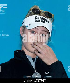 Paju, Corea del Sud. 17 ottobre 2023. Nelle Korda of U.S.A., conferenza stampa per i media del LPGA BMW Ladies Championship 2023 a Seowon Valley C.C a Paju, Nord di Seoul, Corea del Sud il 17 ottobre 2023. (Foto di: Lee Young-ho/Sipa USA) credito: SIPA USA/Alamy Live News Foto Stock