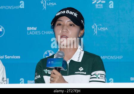 Paju, Corea del Sud. 17 ottobre 2023. Lydia Ko della nuova Zelanda, conferenza stampa per i media del LPGA BMW Ladies Championship 2023 a Seowon Valley C.C a Paju, Nord di Seoul, Corea del Sud il 17 ottobre 2023. (Foto di: Lee Young-ho/Sipa USA) credito: SIPA USA/Alamy Live News Foto Stock