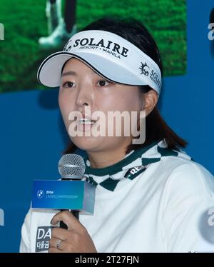 Paju, Corea del Sud. 17 ottobre 2023. Ko Jin-Young della Corea del Sud, conferenza stampa per i media del LPGA BMW Ladies Championship 2023 a Seowon Valley C.C a Paju, Nord di Seoul, Corea del Sud il 17 ottobre 2023. (Foto di: Lee Young-ho/Sipa USA) credito: SIPA USA/Alamy Live News Foto Stock