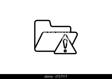 Icona errore cartella. Cartella con punto esclamativo. icona relativa a avvertenza, notifica. adatto per app, interfacce utente, stampabili, ecc. Icona linea st Illustrazione Vettoriale