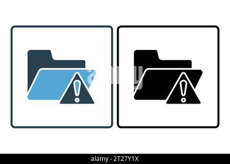 Icona errore cartella. Cartella con punto esclamativo. icona relativa a avvertenza, notifica. adatto per app, interfacce utente, stampabili, ecc. Icona fissa S Illustrazione Vettoriale