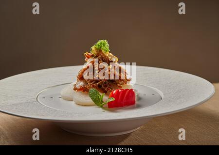 Trippa di manzo marinato al vapore nel ristorante，trippa di manzo brasato, lo-mei Foto Stock