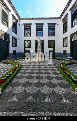 Funchal, Madeira - 7 luglio 2022: Splendida vista del Municipio di Funchal nella piazza Praca do Municipio a Funchal, Madeira. Foto Stock
