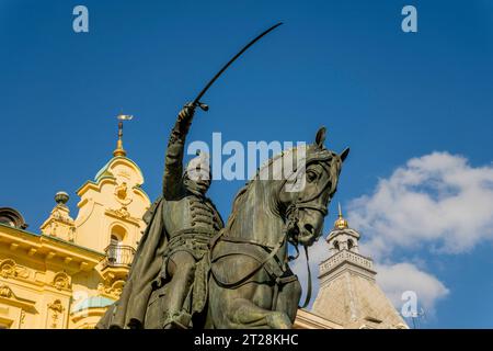 La statua equestre di Ban Jelacic (un noto generale dell'esercito, ricordato per le sue campagne militari durante le rivoluzioni del 1848 e per la sua abolizione Foto Stock