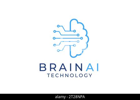 logo brain adatto per il design del logo tecnologico. modello di logo vettoriale brain tech. Logo dell'intelligenza artificiale Illustrazione Vettoriale
