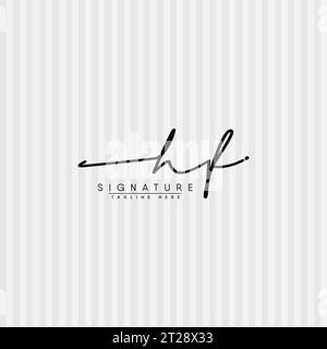 Logo HF personalizzato scritto a mano - modello di logo vettoriale per il settore della bellezza, della moda e della fotografia Illustrazione Vettoriale