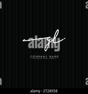 Modello logo firma lettera iniziale GL - modello logo vettoriale scritto a mano Illustrazione Vettoriale