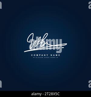 Logo WB Simple Signature - modello vettoriale scritto a mano per il logo W e B. Illustrazione Vettoriale