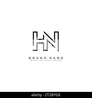 Monogramma creativo per la lettera iniziale Logo HN - modello minimo di logo vettoriale per l'alfabeto H e N. Illustrazione Vettoriale
