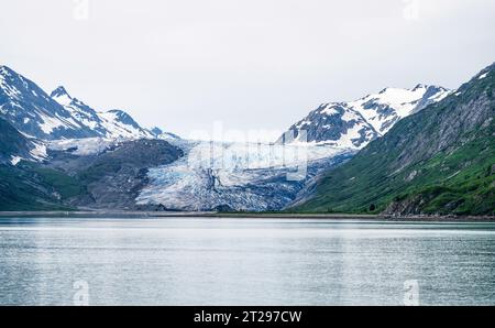 Il ghiacciaio Reid è lungo 18 chilometri circa e termina a Reid Inlet, Glacier Bay National Park and Preserve, Alaska, Stati Uniti. Foto Stock