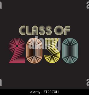 Classe del 2030. Scritta in stile vintage illustrazione vettoriale Illustrazione Vettoriale