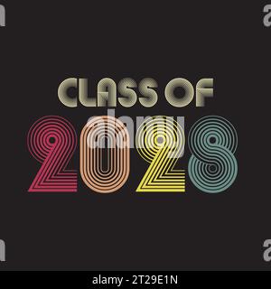 Classe del 2028. Scritta in stile vintage illustrazione vettoriale Illustrazione Vettoriale