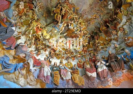 Interno, Serralunga di Crea, Cappella del Paradiso sul Sacro Monte, Sacro Monte di Crea Santuario Madonna di Crea, Piemonte, Italia, Piemonte Foto Stock