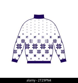 Maglione invernale caldo fatto a mano, svitshot, maglione in maglia, colore rosso. Maglioni da donna, maglione da uomo, maglione unisex. Design - fiocchi di neve, Natale, N Illustrazione Vettoriale