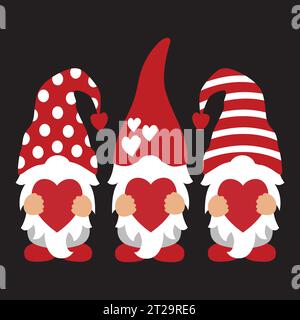 t-shirt gnome di san valentino dal design vettoriale Illustrazione Vettoriale