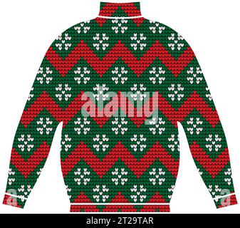 Maglione invernale caldo fatto a mano, svitshot, maglione in maglia, colore rosso. Maglioni da donna, maglione da uomo, maglione unisex. Design - fiocchi di neve, Natale, N Illustrazione Vettoriale