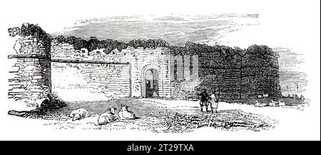 Le rovine del castello di Pevensey, nell'East Sussex nel XIX secolo. Black and White Illustration from the 'Old England' pubblicato da James Sangster nel 1860. Foto Stock