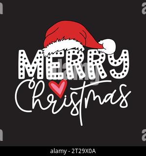 Buon Natale, tshirt vettoriale, sfondo nero Illustrazione Vettoriale