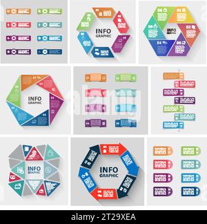 Etichette e adesivi con triangolo di carta vettoriale con ombre realistiche per set infografici. Illustrazione Vettoriale