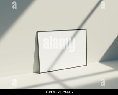 Immagine mockup di poster con schermo bianco per cartelloni pubblicitari vuoti, cornici per foto vuote visualizzate in ombra estetica per finestre Foto Stock
