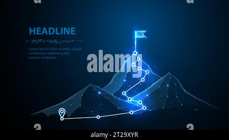 Percorso digitale di montagna. Trasformazione della tecnologia digitale, superamento delle difficoltà Illustrazione Vettoriale
