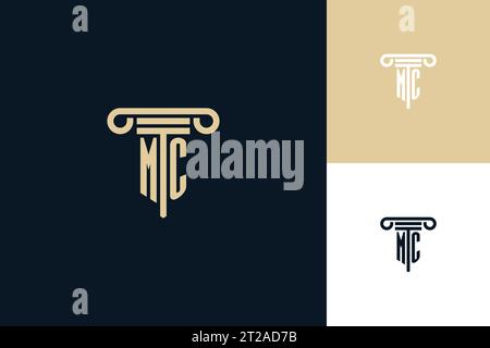 Logo del design delle iniziali del monogramma MC. Ispirazione per il design del logo dell'avvocato Illustrazione Vettoriale