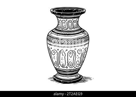 Set di antichi schizzi di inchiostro disegnati a mano per vasi. Illustrazione vettoriale incisa. Illustrazione Vettoriale