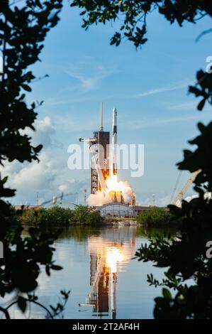 SpaceX CRS-26 Liftoff, Remote Cam n. 3. Il razzo SpaceX Falcon 9 che trasporta la navicella spaziale Dragon si solleva dal Launch Complex 39A al Kennedy Space Center della NASA in Florida il 26 novembre 2022, per la 26a missione di servizi di rifornimento commerciale della compagnia per l'agenzia alla stazione spaziale Internazionale. Il decollo era alle 14:20 EST. Dragon consegnerà più di 7.700 libbre di carico, tra cui una varietà di indagini, rifornimenti e attrezzature della NASA all'equipaggio a bordo della stazione spaziale, tra cui la prossima coppia di ISS Roll Out Solar Array (iROSA). La navicella spaziale dovrebbe spendere circa Foto Stock