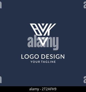 Idee di design del logo monogramma a triangolo BK, logo con lettera iniziale creativa e vettore del logo con forma triangolare Illustrazione Vettoriale