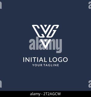 Idee di design del logo con monogramma a triangolo CG, logo con lettera iniziale creativa con vettore di logo con forma triangolare Illustrazione Vettoriale