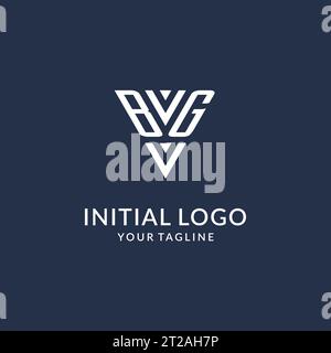 Idee di design del logo con monogramma a triangolo BG, logo con lettera iniziale creativa con vettore di logo con forma triangolare Illustrazione Vettoriale