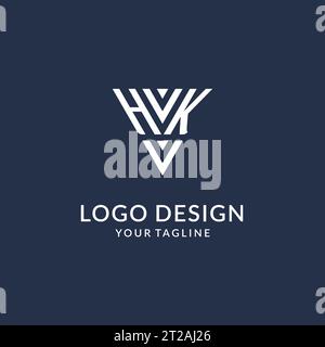 Idee di design del logo monogramma a triangolo HK, logo con lettera iniziale creativa con vettore logo a forma triangolare Illustrazione Vettoriale