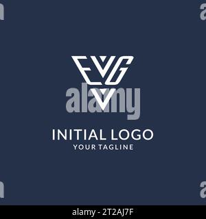 AD ESEMPIO, le idee di design del logo monogramma triangolare, il logo creativo con lettera iniziale e il vettore del logo con forma triangolare Illustrazione Vettoriale