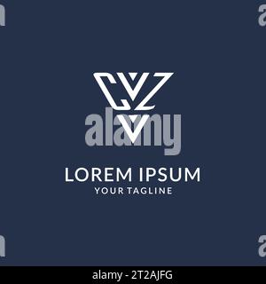 Idee di design del logo monogramma CZ triangolare, logo con lettera iniziale creativa con vettore di logo a forma triangolare Illustrazione Vettoriale