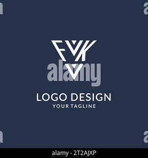 Idee di design del logo monogramma FK triangolare, logo con lettera iniziale creativa e vettore del logo con forma triangolare Illustrazione Vettoriale