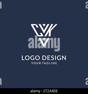 Idee per il design del logo CK con monogramma triangolare, logo con lettera iniziale creativa con vettore logo a forma triangolare Illustrazione Vettoriale