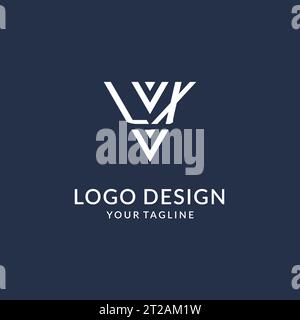 Idee di design per logo monogramma a triangolo LX, logo con lettera iniziale creativa con vettore logo a forma triangolare Illustrazione Vettoriale