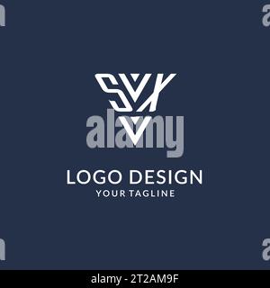 Idee di design del logo monogramma a triangolo SX, logo con lettera iniziale creativa con vettore logo a forma triangolare Illustrazione Vettoriale