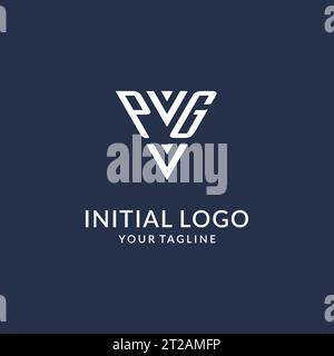 Idee per il design del logo con monogramma a triangolo PG, logo con lettera iniziale creativa e vettore del logo con forma triangolare Illustrazione Vettoriale