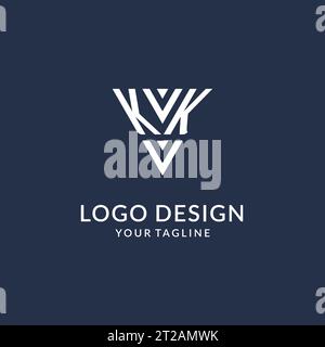 Idee di design del logo KK con monogramma triangolare, logo creativo con lettera iniziale con logo a forma triangolare Illustrazione Vettoriale