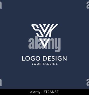 Idee di design del logo monogramma a triangolo SK, logo con lettera iniziale creativa con logo a forma triangolare vettoriale Illustrazione Vettoriale