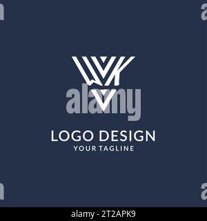 Idee per il design del logo con monogramma a triangolo WK, logo con lettera iniziale creativa e vettore del logo con forma triangolare Illustrazione Vettoriale