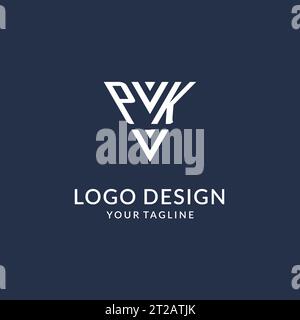 Idee di design per logo monogramma a triangolo PK, logo con lettera iniziale creativa con vettore logo a forma triangolare Illustrazione Vettoriale