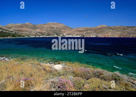 Livadia Bay, Tilos, isole del Dodecaneso, Egeo meridionale, Grecia. Foto Stock